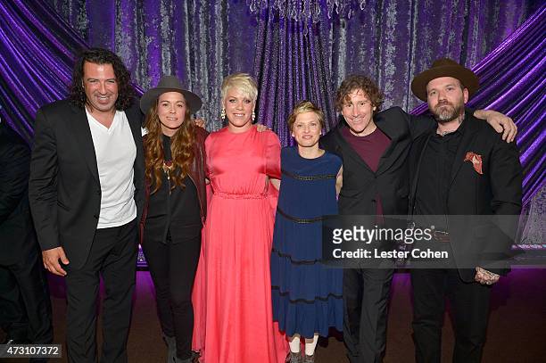 Songwriters Billy Mann, Brandi Carlile, honoree P!nk, Deb Talan and Steve Tannen of The Weepies and Dallas Green attend the 63rd Annual BMI Pop...