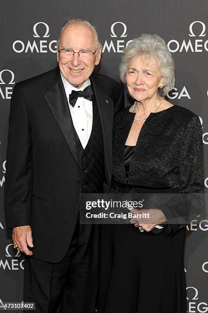 Astronaut Jim Lovell and Marilyn Lovell attend the OMEGA Speedmaster Houston Event at Western Airways Airport Hangar on May 12, 2015 in Sugar Land,...