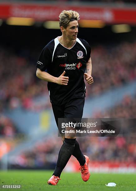 Fernando Torres in action during the Liverpool All-Star Charity match at Anfield on March 29, 2015 in Liverpool, England.