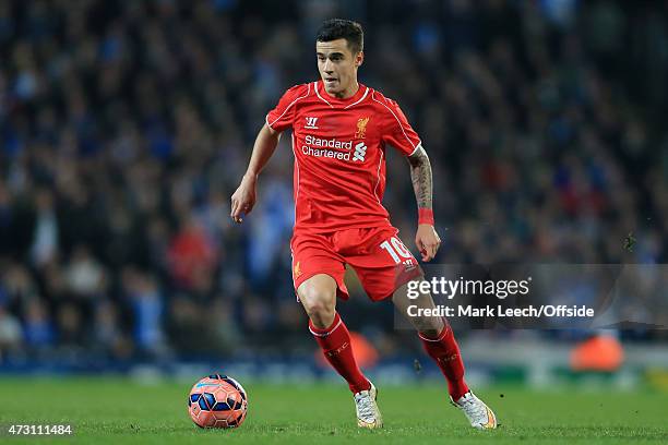 Philippe Coutinho of Liverpool in action during the FA Cup Quarter Final Replay match between Blackburn Rovers and Liverpool at Ewood Park on April...