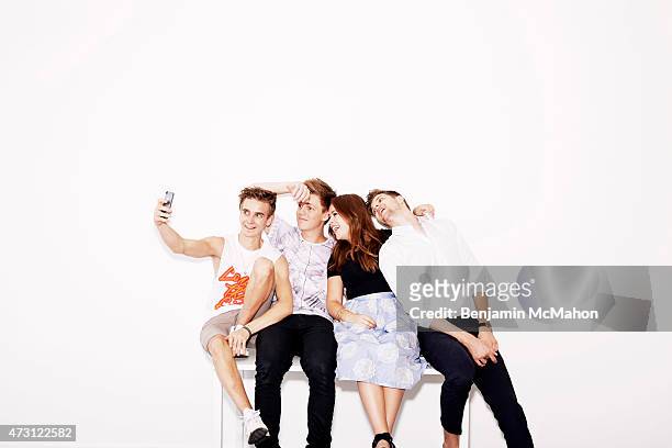 Social media bloggers, Joe Sugg, Casper Lee, Tanya Burr and Jim Chapman are photographed for the Telegraph on July 29, 2014 in London, England.