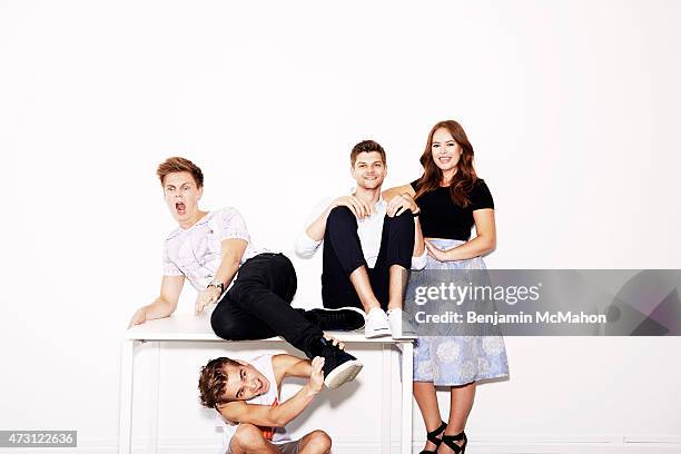 Social media bloggers, Casper Lee, Joe Sugg, Jim Chapman and Tanya Burr are photographed for the Telegraph on July 29, 2014 in London, England.