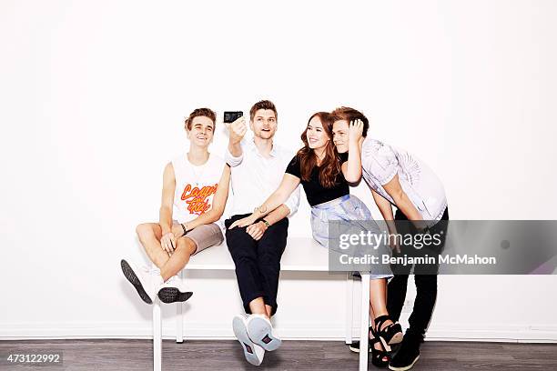 Social media bloggers, Joe Sugg, Jim Chapman, Tanya Burr and Casper Lee are photographed for the Telegraph on July 29, 2014 in London, England.