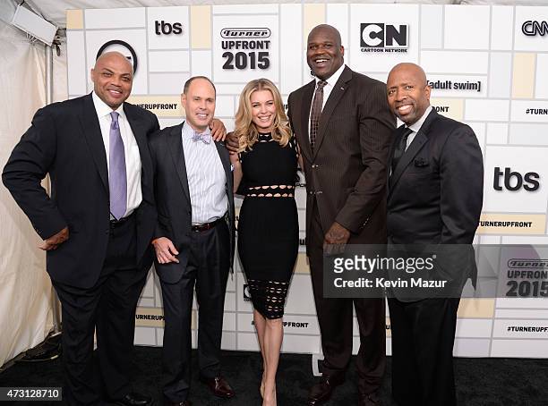 Charles Barkley, Ernie Johnson, Rebecca Romijn, Shaquille O'Neal and Kenny Smith attend the Turner Upfront 2015 at Madison Square Garden on May 13,...