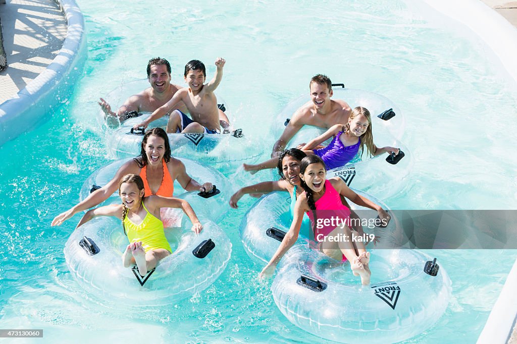 Families and friends at water park