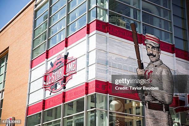 General view of All-Star signage outside of Great American Ball Park before the game between the Chicago Cubs and Cincinnati Reds on Sunday, April...