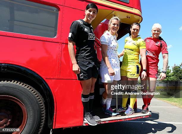 Sarah Goss ,Abi Chamberlain , Sharni Williams and Jen Kish are pictured during the Marriott London Sevens Launch on May 13, 2015 in Barnes, England....