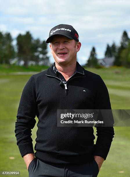 Jamie Donaldson of Wales plays the 15th hole tee to green before unveiling the Ryder Cup Moment of Victory Plaque on the 15th fairway on the The...