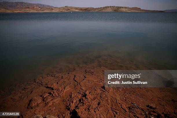 Low water levels are visible at Lake Mead near the abandoned Echo Bay Marina on May 12, 2015 in Lake Mead National Recreation Area, Nevada. As severe...