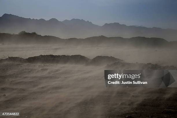 Wind kicks up dust along Boulder Beach at Lake Mead on May 12, 2015 in Lake Mead National Recreation Area, Nevada. As severe drought grips parts of...
