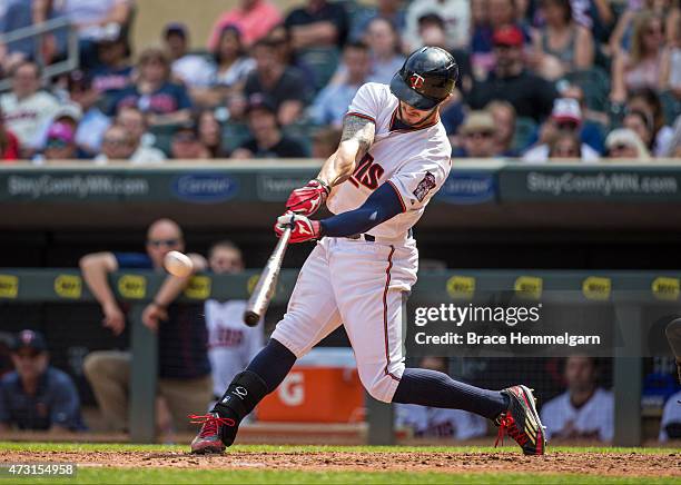 Jordan Schafer of the Minnesota Twins bats against the Chicago White Sox on May 3, 2015 at Target Field in Minneapolis, Minnesota. The Twins defeated...