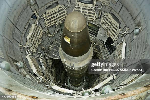 Deactivated Titan II nuclear ICMB is seen in a silo at the Titan Missile Museum on May 12, 2015 in Green Valley, Arizona. The museum is located in a...