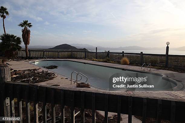 Pool stands empty at an abandoned hotel at Lake Mead near Boulder Beach on May 13, 2015 in Lake Mead National Recreation Area, Nevada. As severe...