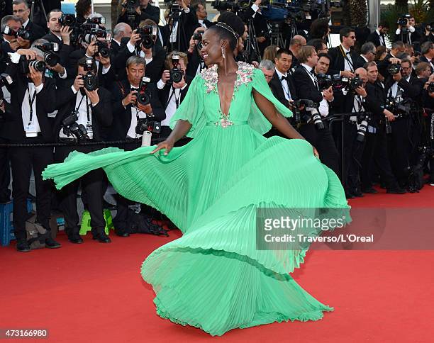 Lupita Nyong'o attends the opening ceremony and premiere of "La Tete Haute" during the 68th annual Cannes Film Festival on May 13, 2015 in Cannes,...