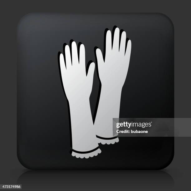 black square button with gloves icon - formal glove stock illustrations
