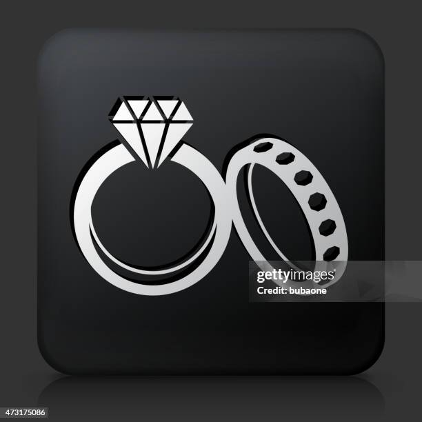 black square button with wedding rings icon - wedding ring stock illustrations