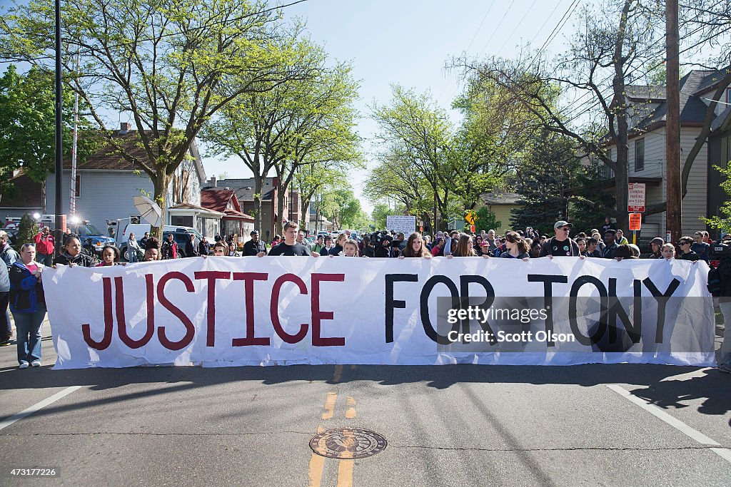 Rally Held At House Where Tony Robinson, 19, was Shot By Police Officer In Madison, Wisconsin