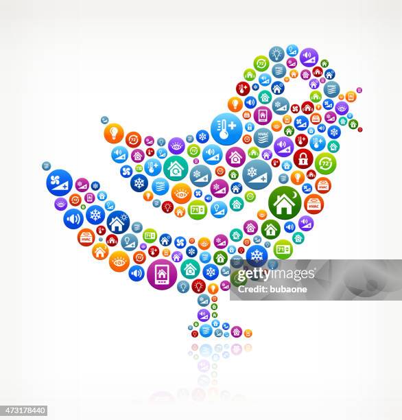 bird home automation and security vector graphic - printer security stock illustrations