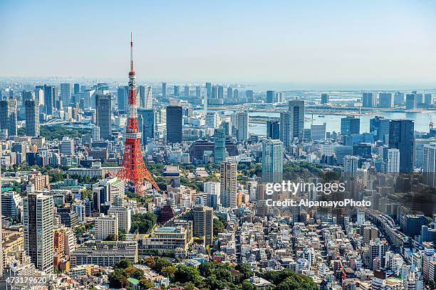 tokyo skyline - tokyo prefecture stockfoto's en -beelden