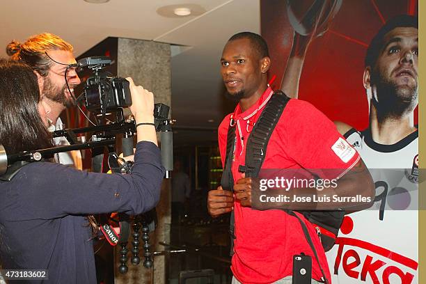 Brent Petway during the Olympiacos Piraeus Arrival to Turkish Airlines Euroleague Final Four Madrid 2015 at Hotel NH Collection Madrid Eurobuilding...