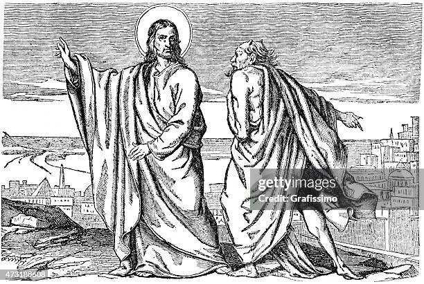 devil versuchung of jesus christ - versuchung stock-grafiken, -clipart, -cartoons und -symbole