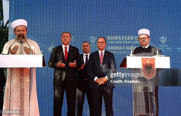 President of the Presidency of Religious Affairs of Turkey, Mehmet Gormez prays as Turkey's president Recep Tayyip Erdogan and Albanian president...