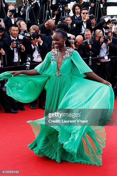 Actress Lupita Nyong'o attends the opening ceremony and "La Tete Haute" premiere during the 68th annual Cannes Film Festival on May 13, 2015 in...