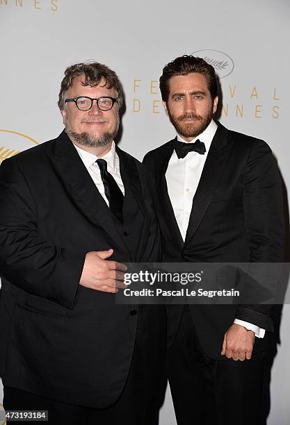 Jury members Guillermo del Toro and Jake Gyllenhaal attends the Opening Ceremony dinner during the 68th annual Cannes Film Festival on May 13, 2015...