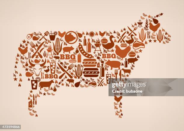 cow summer barbecue invitation vector background - flame grill background stock illustrations