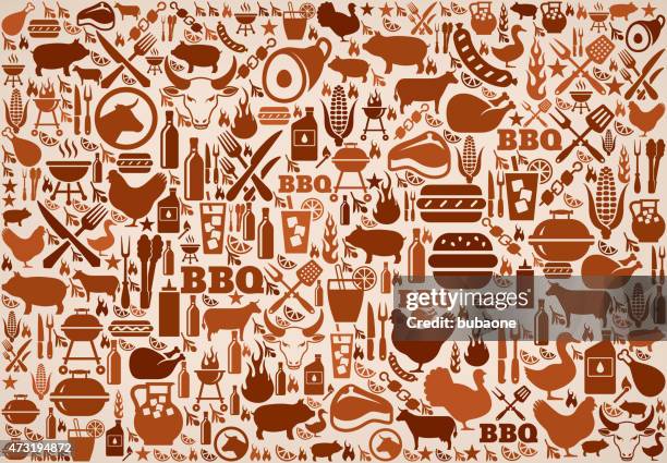 summer barbecue invitation vector background pattern - barbecue social gathering stock illustrations