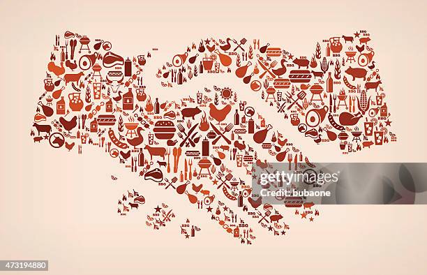 handshake summer barbecue invitation vector background - summer grilling pattern stock illustrations