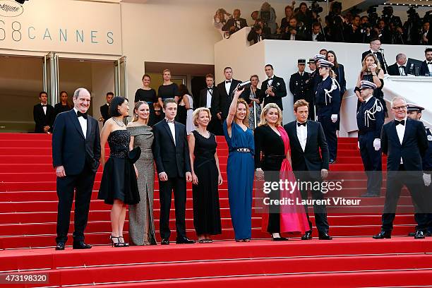 Pierre Lescure, Fleur Pellerin, Rod Paradot, Frederique Bredin, Emmanuelle Bercot, Catherine Deneuve, Benoit Magimel and Thierry Fremaux attend the...