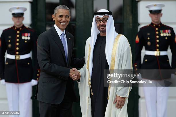 President Barack Obama welcomes Sheikh Mohammed bin Zayed Al Nahyan, Crown Prince of Abu Dhabi to the White House May 13, 2015 in Washington, DC....