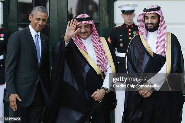 President Barack Obama welcomes Crown Prince Mohammed bin Nayef and Deputy Crown Prince Mohammed bin Salman of Saudi Arabia to the White House May...