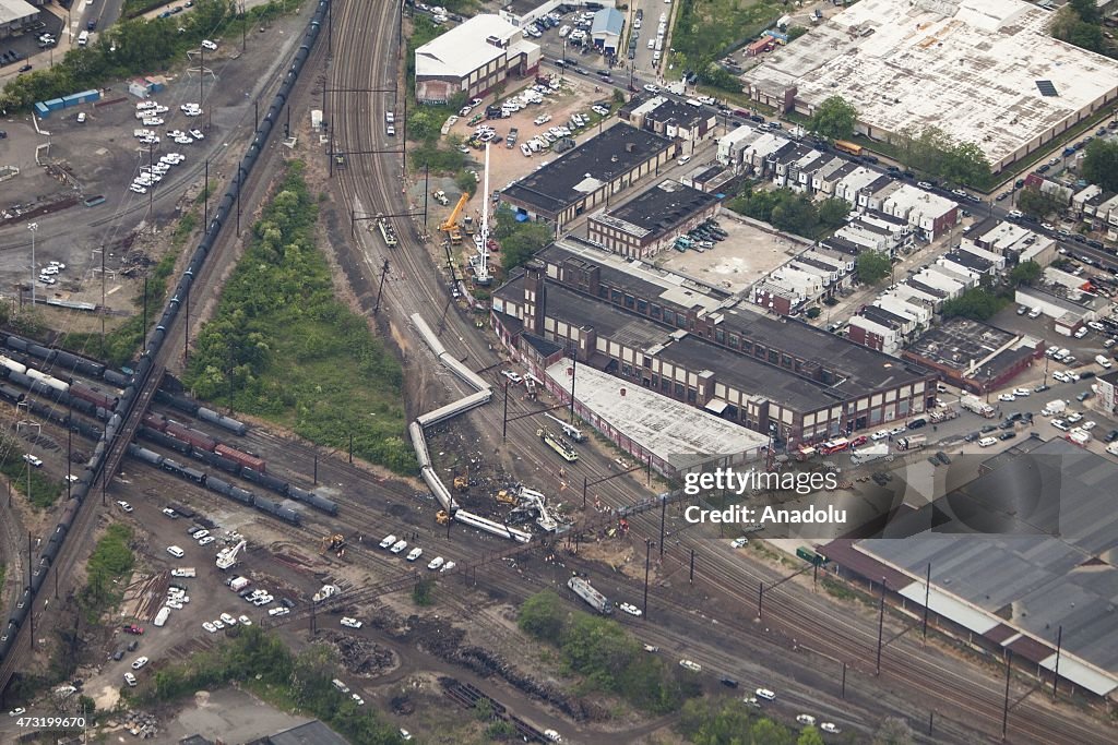 Aerial View of Amtrak Train Derailment in Philadelphia