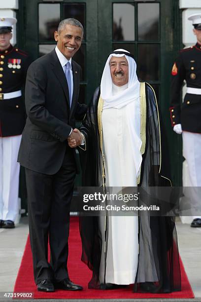 President Barack Obama welcomes Sheikh Sabah Al-Ahmad Al-Jaber Al-Sabah, Amir of the State of Kuwait, to the White House May 13, 2015 in Washington,...