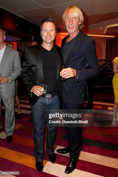 Norbert Dobeleit and Carlo Thraenhardt during the Genlemen Style Night at Hotel Vier Jahreszeiten on May 13, 2015 in Munich, Germany.