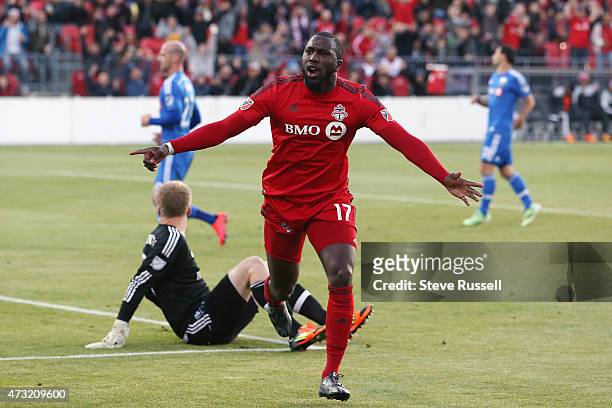 Toronto FC forward Jozy Altidore opens the scoring in the first half as Toronto FC plays Montreal Impact in the Semi-Final of the Amway Canadian...
