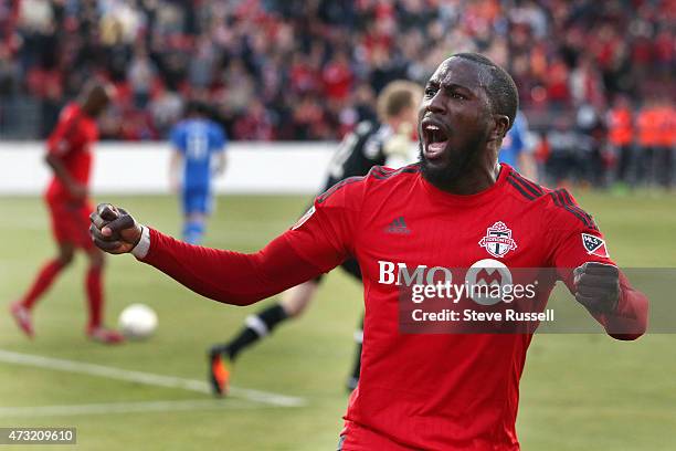 Toronto FC forward Jozy Altidore opens the scoring in the first half as Toronto FC plays Montreal Impact in the Semi-Final of the Amway Canadian...