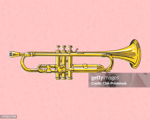 trumpet on pink background - orchestra instruments stock illustrations