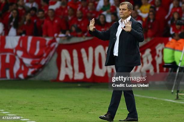 Diego Aguirre coach of Internacional during the match between Internacional and Atletico-MG as part of Copa Bridgestone Libertadores 2015 round of...