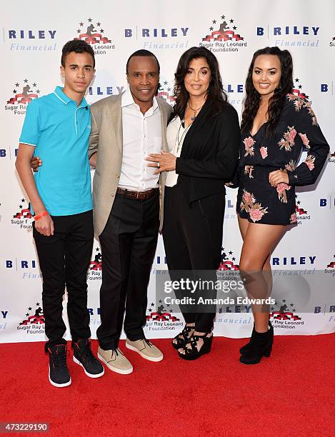 Daniel Leonard, boxer Sugar Ray Leonard, Bernadette Leonard and Camille Leonard arrive at the 6th Annual "Big Fighters, Big Cause" Charity Boxing...