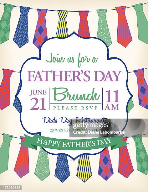 father's day invitation template with ties - fathers day lunch stock illustrations