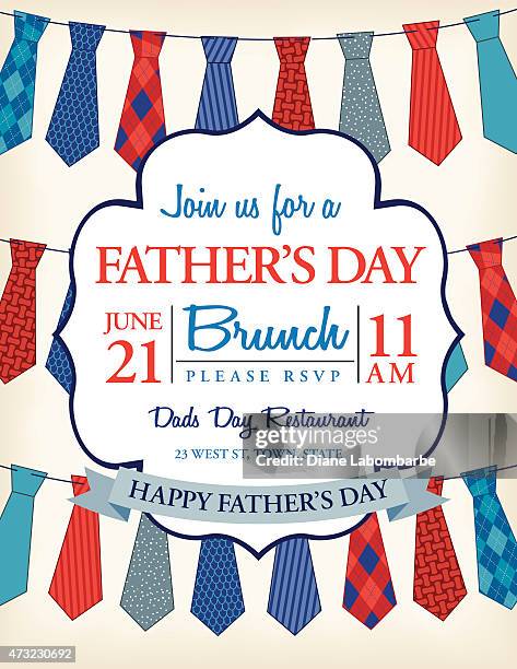 father's day invitation template with ties - fathers day lunch stock illustrations
