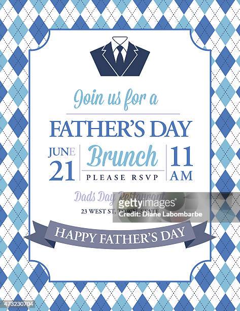 father's day invitation template with argyle background - mens fashion stock illustrations