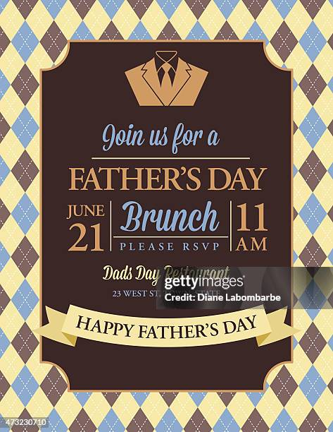 father's day invitation template with argyle background - fathers day lunch stock illustrations