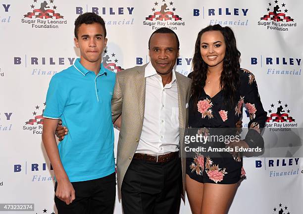 Daniel Leonard, boxer Sugar Ray Leonard and Camille Leonard arrive at the 6th Annual "Big Fighters, Big Cause" Charity Boxing Night at the Dolby...