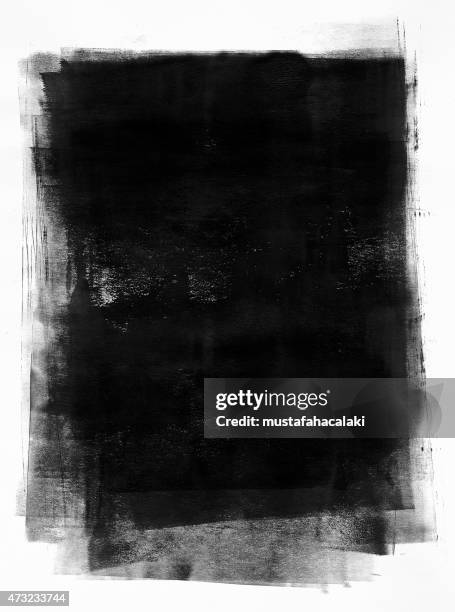 schwarz bemalte papier - brush stroke on white stock-grafiken, -clipart, -cartoons und -symbole