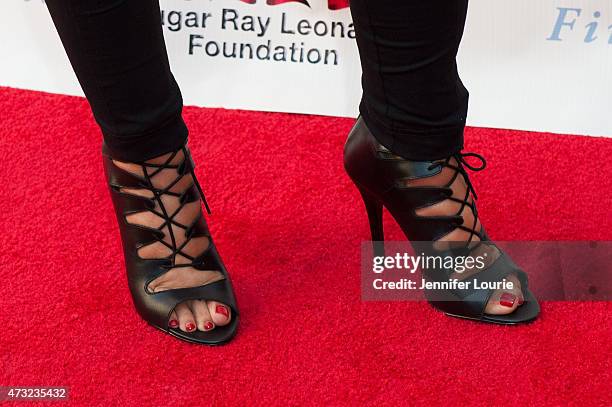 Boxer Mia St. John, shoe detail, arrives at the 6th Annual "Big Fighters, Big Cause" Charity Boxing Night at the Dolby Theatre on May 13, 2015 in...