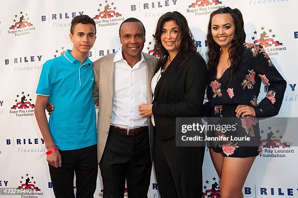 Daniel Leonard, former Boxer Sugar Ray Leonard, Bernadette Leonard and Camille Leonard arrive at the 6th Annual "Big Fighters, Big Cause" Charity...